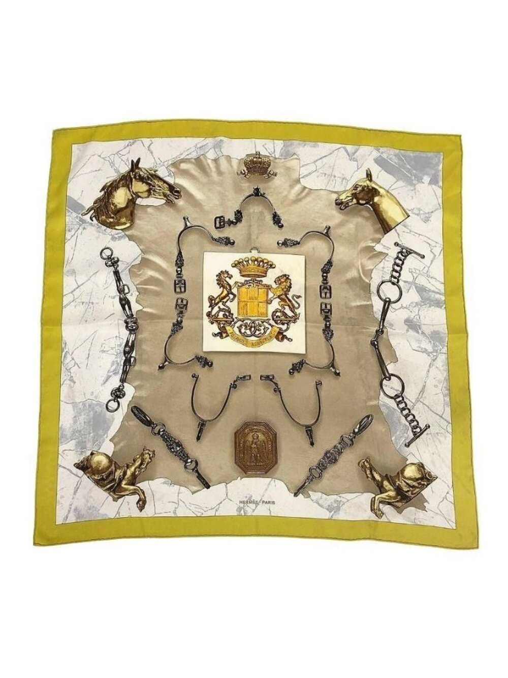 Hermes Carre 70 Scarf Parures Equestres Vintage Silk